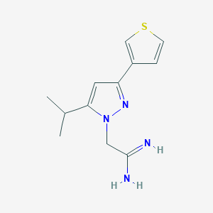 molecular formula C12H16N4S B13428060 2-(5-isopropyl-3-(thiophen-3-yl)-1H-pyrazol-1-yl)acetimidamide 