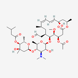 [(2S,3S,4R,6S)-6-[(2R,3S,4R,5R,6S)-6-[[(4R,5S,6S,7R,9R,10Z,12E,14R,16R)-4-acetyloxy-14-hydroxy-5-methoxy-9,16-dimethyl-2-oxo-7-(2-oxoethyl)-1-oxacyclohexadeca-10,12-dien-6-yl]oxy]-4-(dimethylamino)-5-hydroxy-2-methyloxan-3-yl]oxy-4-hydroxy-2,4-dimethyloxan-3-yl] 3-methylbutanoate