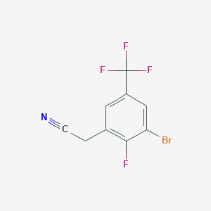 molecular formula C9H4BrF4N B13428148 3-Bromo-2-fluoro-5-(trifluoromethyl)phenylacetonitrile 