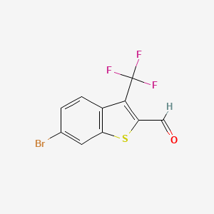 molecular formula C10H4BrF3OS B13428195 6-Bromo-3-(trifluoromethyl)-1-benzothiophene-2-carbaldehyde 