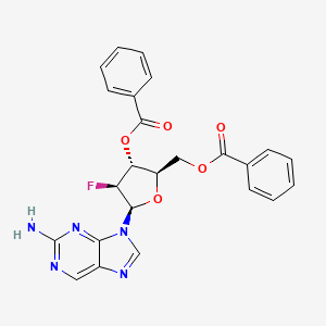 molecular formula C24H20FN5O5 B13428239 [(2R,3R,4S,5R)-5-(2-aminopurin-9-yl)-3-benzoyloxy-4-fluorooxolan-2-yl]methyl benzoate 