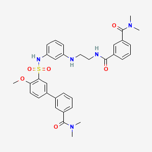 molecular formula C34H37N5O6S B13428441 4'-Methoxy-N,N-dimethyl-3'-[[[3-[[2-[(3-(dimethylcarbamoyl)benzoyl)amino]ethyl]amino]phenyl]amino]sulfonyl]-[1,1'-biphenyl]-3-carboxamide 