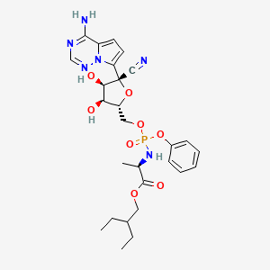 molecular formula C27H35N6O8P B13428502 2-ethylbutyl (2R)-2-[[[(2R,3S,4R,5R)-5-(4-aminopyrrolo[2,1-f][1,2,4]triazin-7-yl)-5-cyano-3,4-dihydroxyoxolan-2-yl]methoxy-phenoxyphosphoryl]amino]propanoate 