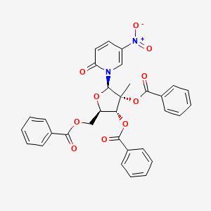 molecular formula C32H26N2O10 B13428519 [(2R,3R,4R,5R)-3,4-dibenzoyloxy-4-methyl-5-(5-nitro-2-oxopyridin-1-yl)oxolan-2-yl]methyl benzoate 