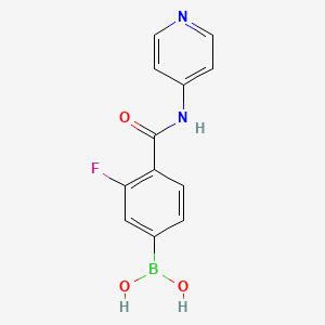 molecular formula C12H10BFN2O3 B13428687 3-Fluoro-4-(4-pyridylcarbamoyl)phenylboronic acid 