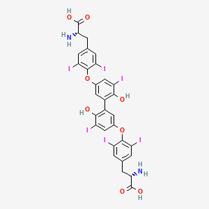 molecular formula C30H22I6N2O8 B13428699 (2S,2'S)-3,3'-(((6,6'-Dihydroxy-5,5'-diiodo-[1,1'-biphenyl]-3,3'-diyl)bis(oxy))bis(3,5-diiodo-4,1-phenylene))bis(2-aminopropanoic acid) 