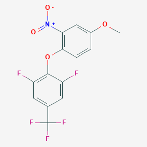 molecular formula C14H8F5NO4 B13428757 1,3-Difluoro-2-(4-methoxy-2-nitro-phenoxy)-5-(trifluoromethyl)benzene 