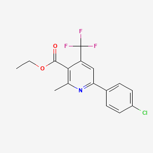 molecular formula C16H13ClF3NO2 B13428869 Ethyl 6-(4-chlorophenyl)-2-methyl-4-(trifluoromethyl)nicotinate 