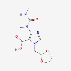 molecular formula C11H16N4O5 B13428907 1-((1,3-Dioxolan-2-yl)methyl)-4-(1,3-dimethylureido)-1H-imidazole-5-carboxylic Acid 