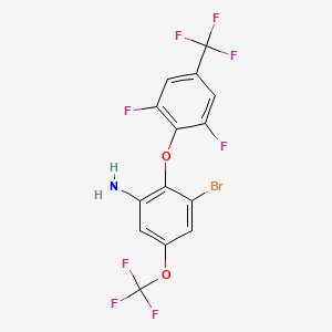 molecular formula C14H6BrF8NO2 B13428933 3-Bromo-2-[2,6-difluoro-4-(trifluoromethyl)phenoxy]-5-(trifluoromethoxy)aniline 