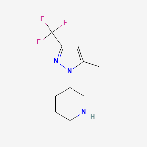 molecular formula C10H14F3N3 B13428958 3-(5-methyl-3-(trifluoromethyl)-1H-pyrazol-1-yl)piperidine 