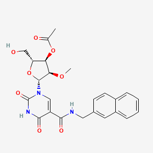 molecular formula C24H25N3O8 B13429071 [(2R,3R,4R,5R)-2-(hydroxymethyl)-4-methoxy-5-[5-(naphthalen-2-ylmethylcarbamoyl)-2,4-dioxopyrimidin-1-yl]oxolan-3-yl] acetate 