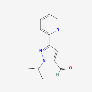 molecular formula C12H13N3O B13429170 1-isopropyl-3-(pyridin-2-yl)-1H-pyrazole-5-carbaldehyde 