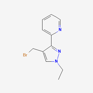 molecular formula C11H12BrN3 B13429278 2-(4-(bromomethyl)-1-ethyl-1H-pyrazol-3-yl)pyridine 