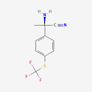 (R)-2-Amino-2-(4-((trifluoromethyl)thio)phenyl)propanenitrile