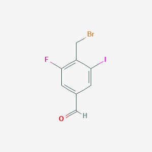 molecular formula C8H5BrFIO B13429334 4-(Bromomethyl)-3-fluoro-5-iodobenzaldehyde 