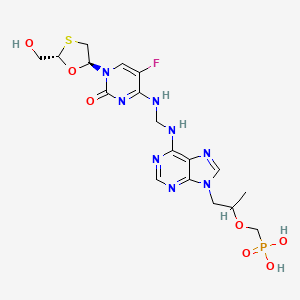 1-[6-[[[5-fluoro-1-[(2S,5S)-2-(hydroxymethyl)-1,3-oxathiolan-5-yl]-2-oxopyrimidin-4-yl]amino]methylamino]purin-9-yl]propan-2-yloxymethylphosphonic acid