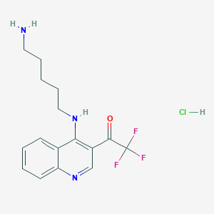 molecular formula C16H19ClF3N3O B13429519 1-(4-((5-Aminopentyl)amino)quinolin-3-yl)-2,2,2-trifluoroethanone hydrochloride 