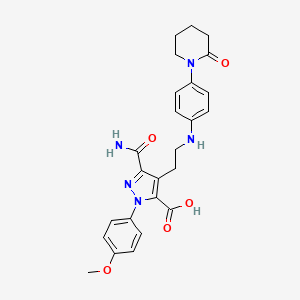 3-Carbamoyl-1-(4-methoxyphenyl)-4-(2-((4-(2-oxopiperidin-1-yl)phenyl)amino)ethyl)-1H-pyrazole-5-carboxylic Acid