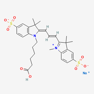 sodium;(2Z)-1-(5-carboxypentyl)-3,3-dimethyl-2-[(E)-3-(1,3,3-trimethyl-5-sulfonatoindol-1-ium-2-yl)prop-2-enylidene]indole-5-sulfonate