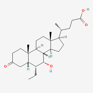 molecular formula C26H42O4 B13430314 (5b,6a,7a)-6-Ethyl-7-hydroxy-3-oxo-cholan-24-oic Acid 