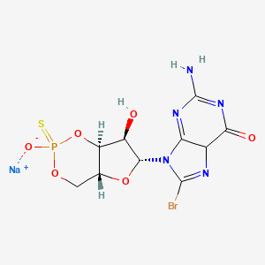 molecular formula C10H10BrN5NaO6PS B13430353 sodium;9-[(4aR,6R,7R,7aS)-7-hydroxy-2-oxido-2-sulfanylidene-4a,6,7,7a-tetrahydro-4H-furo[3,2-d][1,3,2]dioxaphosphinin-6-yl]-8-bromo-2-imino-5H-purin-6-one 