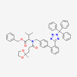 molecular formula C52H51N5O5 B13430381 Benzyl 3-methyl-2-[3-(2-methyl-1,3-dioxolan-2-yl)propanoyl-[[4-[2-(2-trityltetrazol-5-yl)phenyl]phenyl]methyl]amino]butanoate 