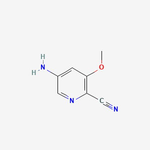 molecular formula C7H7N3O B1343046 5-氨基-3-甲氧基吡啶甲腈 CAS No. 573762-39-7