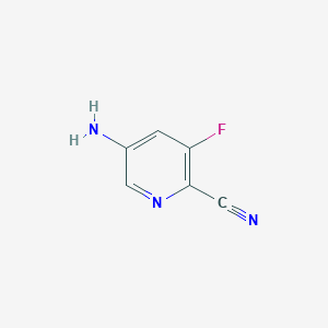 molecular formula C6H4FN3 B1343047 5-氨基-3-氟吡啶-2-腈 CAS No. 573763-07-2