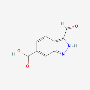 molecular formula C9H6N2O3 B1343050 3-甲酰-1H-吲唑-6-甲酸 CAS No. 319474-35-6