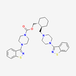 molecular formula C31H38N6O2S2 B13430533 [(1R,2R)-2-[[4-(1,2-benzothiazol-3-yl)piperazin-1-yl]methyl]cyclohexyl]methyl 4-(1,2-benzothiazol-3-yl)piperazine-1-carboxylate 