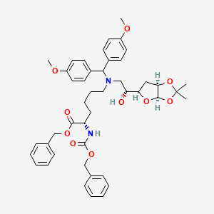 molecular formula C45H54N2O10 B13430784 benzyl (2S)-6-[[(2R)-2-[(3aR,6aR)-2,2-dimethyl-3a,5,6,6a-tetrahydrofuro[2,3-d][1,3]dioxol-5-yl]-2-hydroxyethyl]-[bis(4-methoxyphenyl)methyl]amino]-2-(phenylmethoxycarbonylamino)hexanoate 