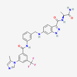 molecular formula C30H27F3N8O3 B13430820 (S)-N-(1-Amino-1-oxopropan-2-yl)-6-((3-(3-(5-methyl-1H-imidazol-1-yl)-5-(trifluoromethyl)benzamido)benzyl)amino)-1H-indazole-3-carboxamide 