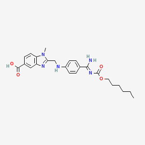 molecular formula C24H29N5O4 B13430897 2-[[4-[(Z)-N'-hexoxycarbonylcarbamimidoyl]anilino]methyl]-1-methylbenzimidazole-5-carboxylic acid 