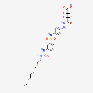 molecular formula C26H33F4N5O6S2 B13431115 1-[2-[4-[[[3-[[[[2-(Heptylthio)ethyl]amino]carbonyl]amino]phenyl]sulfonyl]amino]phenyl]hydrazide] 2,2,3,3-Tetrafluoro-butanedioic Acid 