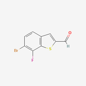 molecular formula C9H4BrFOS B13431217 6-Bromo-7-fluoro-1-benzothiophene-2-carbaldehyde 