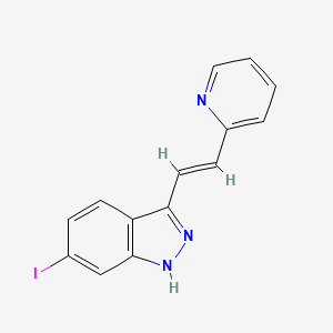 molecular formula C14H10IN3 B13431331 (E)-6-Iodo-3-(2-(pyridin-2-yl)vinyl)-1H-indazole 