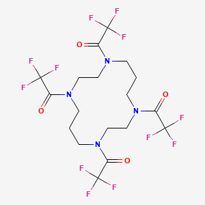 molecular formula C18H20F12N4O4 B13431404 2,2,2-trifluoro-1-[4,8,11-tris(2,2,2-trifluoroacetyl)-1,4,8,11-tetrazacyclotetradec-1-yl]ethanone 