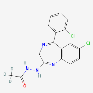 molecular formula C17H14Cl2N4O B13431811 N'-[7-chloro-5-(2-chlorophenyl)-3H-1,4-benzodiazepin-2-yl]-2,2,2-trideuterioacetohydrazide 