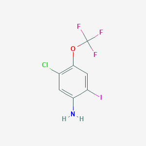 molecular formula C7H4ClF3INO B13431816 5-Chloro-2-iodo-4-trifluoromethoxy-phenylamine 