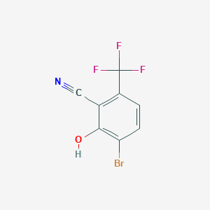 molecular formula C8H3BrF3NO B13431957 3-Bromo-2-hydroxy-6-(trifluoromethyl)benzonitrile 