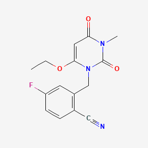 molecular formula C15H14FN3O3 B13431970 2-[(6-Ethoxy-3-methyl-2,4-dioxopyrimidin-1-yl)methyl]-4-fluorobenzonitrile 