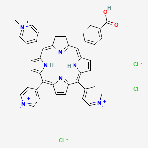 molecular formula C45H36Cl3N7O2 B13432129 4-[10,15,20-Tris(1-methylpyridin-1-ium-4-yl)-21,23-dihydroporphyrin-5-yl]benzoic acid;trichloride 