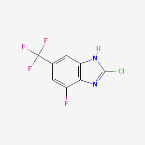 molecular formula C8H3ClF4N2 B13432170 2-Chloro-4-fluoro-6-(trifluoromethyl)-1H-1,3-benzimidazole 