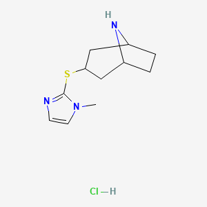 molecular formula C11H18ClN3S B13432215 3-[(1-methyl-1H-imidazol-2-yl)sulfanyl]-8-azabicyclo[3.2.1]octane hydrochloride 