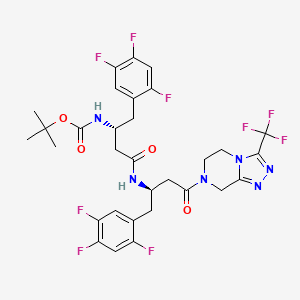 molecular formula C31H31F9N6O4 B13432228 tert-Butyl ((R)-4-Oxo-4-(((R)-4-oxo-4-(3-(trifluoromethyl)-5,6-dihydro-[1,2,4]triazolo[4,3-a]pyrazin-7(8H)-yl)-1-(2,4,5-trifluorophenyl)butan-2-yl)amino)-1-(2,4,5-trifluorophenyl)butan-2-yl)carbamate 