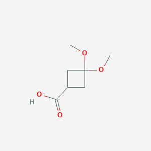 molecular formula C7H12O4 B1343226 3,3-二甲氧基环丁烷甲酸 CAS No. 332187-56-1
