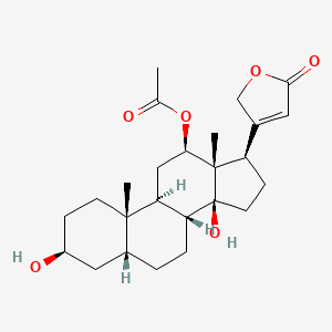 molecular formula C25H36O6 B13432275 [(3S,5R,8R,9S,10S,12R,13S,14S,17R)-3,14-dihydroxy-10,13-dimethyl-17-(5-oxo-2H-furan-3-yl)-1,2,3,4,5,6,7,8,9,11,12,15,16,17-tetradecahydrocyclopenta[a]phenanthren-12-yl] acetate 