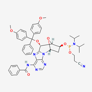 N-[(1R,11S,12R,13S)-11-[bis(4-methoxyphenyl)-phenylmethoxy]-13-[2-cyanoethoxy-[di(propan-2-yl)amino]phosphanyl]oxy-15-oxa-2,4,6,9-tetrazatetracyclo[10.2.1.02,10.03,8]pentadeca-3,5,7,9-tetraen-7-yl]benzamide