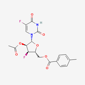 molecular formula C19H18F2N2O7 B13432318 [(2R,3R,4S,5R)-4-acetyloxy-3-fluoro-5-(5-fluoro-2,4-dioxopyrimidin-1-yl)oxolan-2-yl]methyl 4-methylbenzoate 